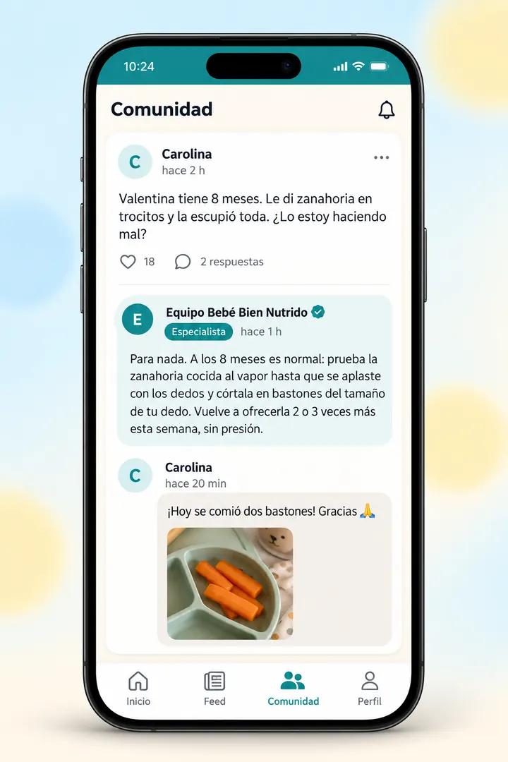Ejemplo de conversación en la comunidad de la app
